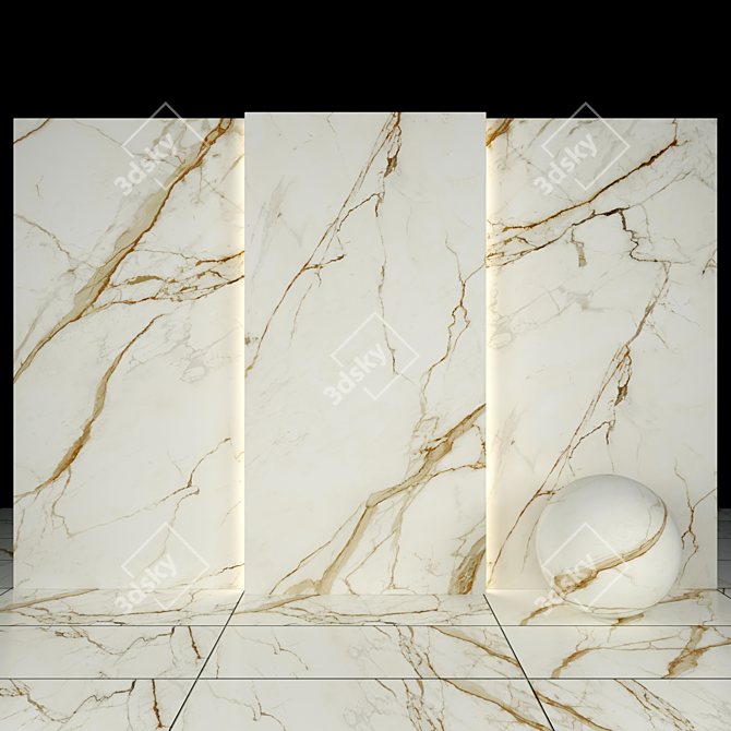 Luxury Gold Calacatta Tile: Texture Bundle 3D model image 2