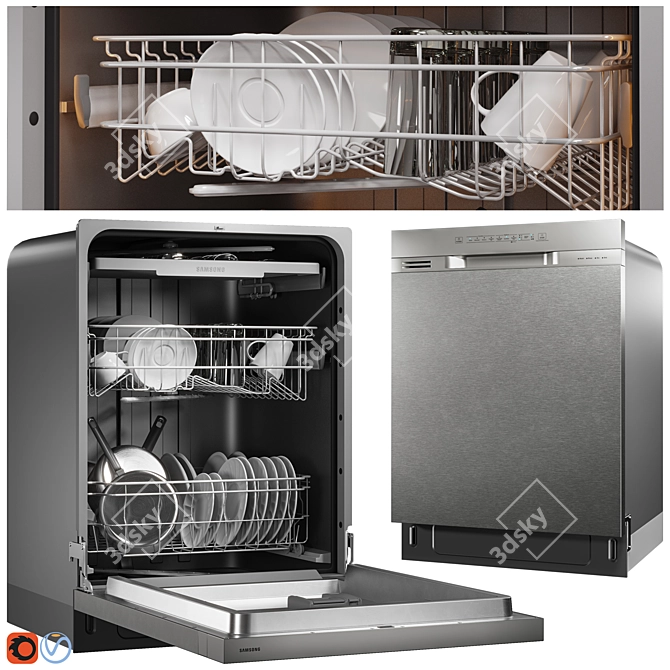 Hybrid Front Control Dishwasher 3D model image 1