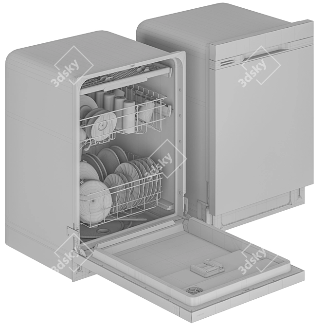 Hybrid Front Control Dishwasher 3D model image 5