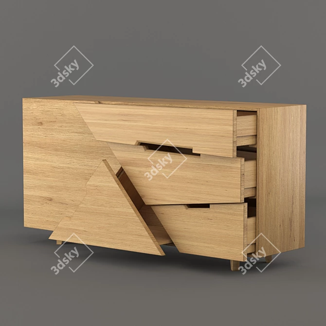  Contemporary Tangram Sideboard: Dual Material Design 3D model image 1