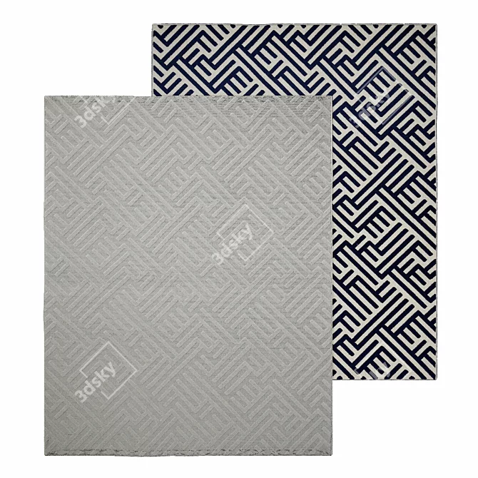 Outdoor Chess 42104 - Rectangular Polyester Rug 3D model image 2