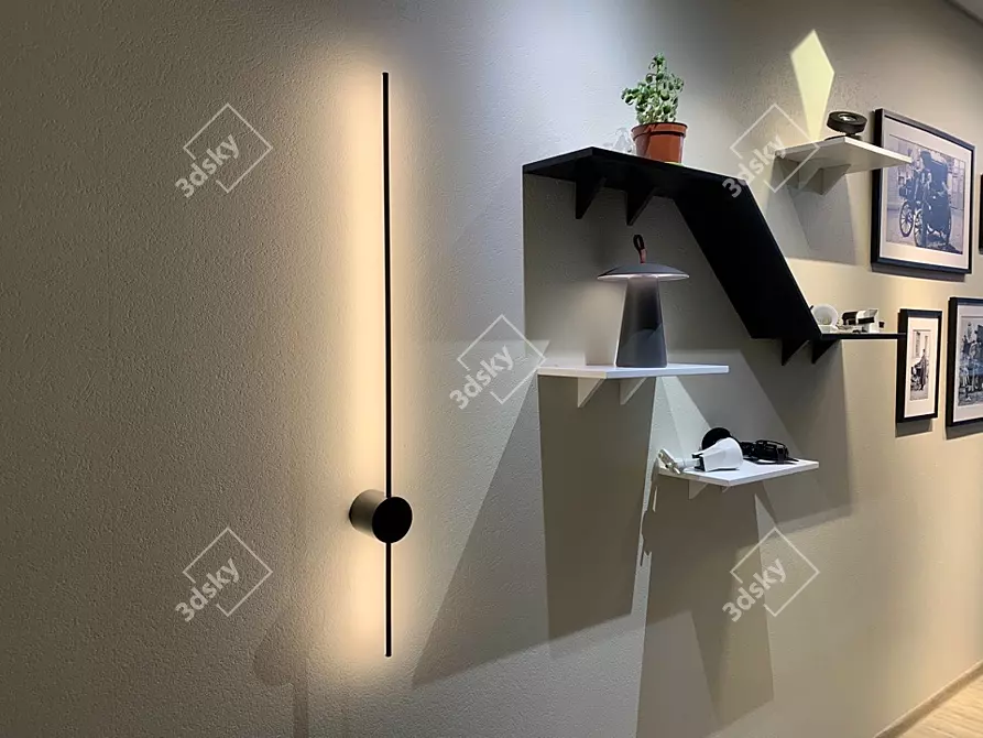 Sleek Linear Sconce with Reflected Light 3D model image 3