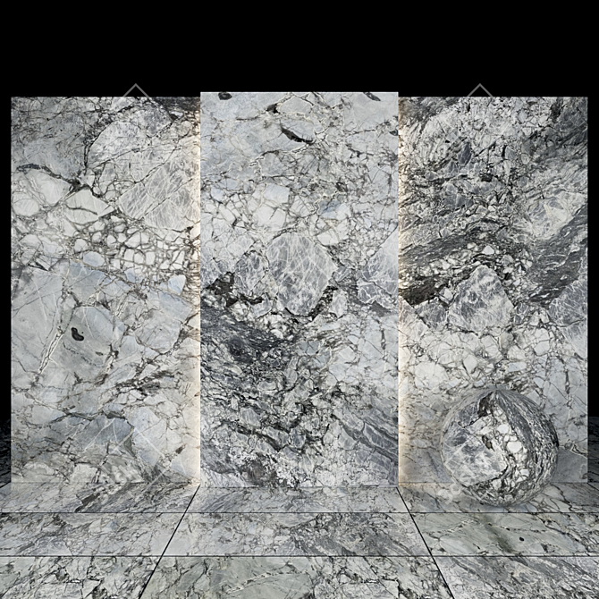 Glossy Gray Calacatta Slabs & Tiles 3D model image 1