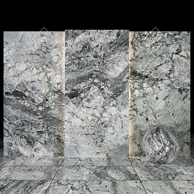 Glossy Gray Calacatta Slabs & Tiles 3D model image 2