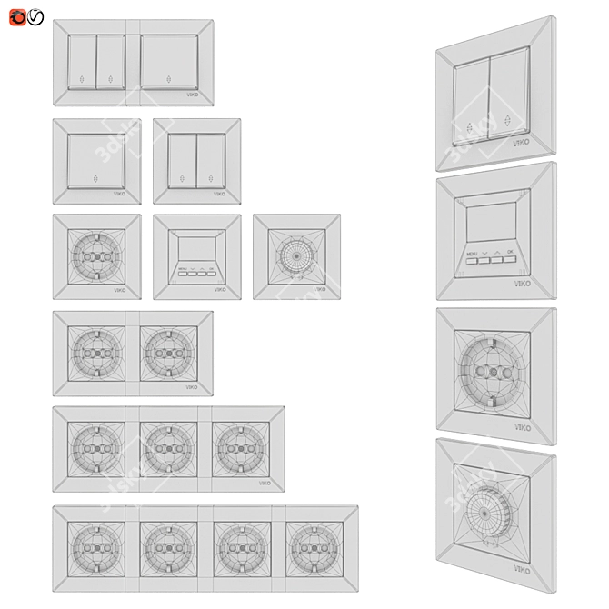 Versatile VIKO Switch and Socket Set 3D model image 2