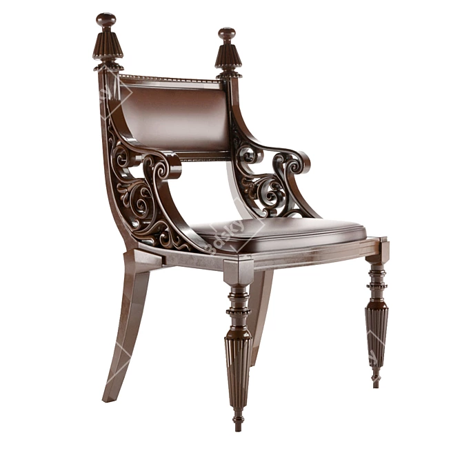 Royal Danish Mahogany Armchair 3D model image 1