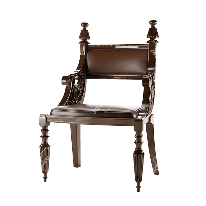 Royal Danish Mahogany Armchair 3D model image 4