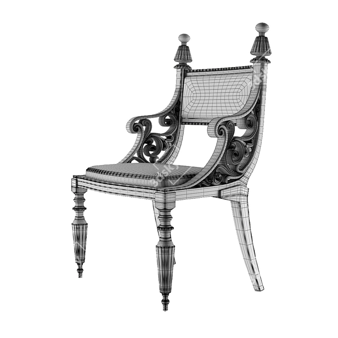 Royal Danish Mahogany Armchair 3D model image 5