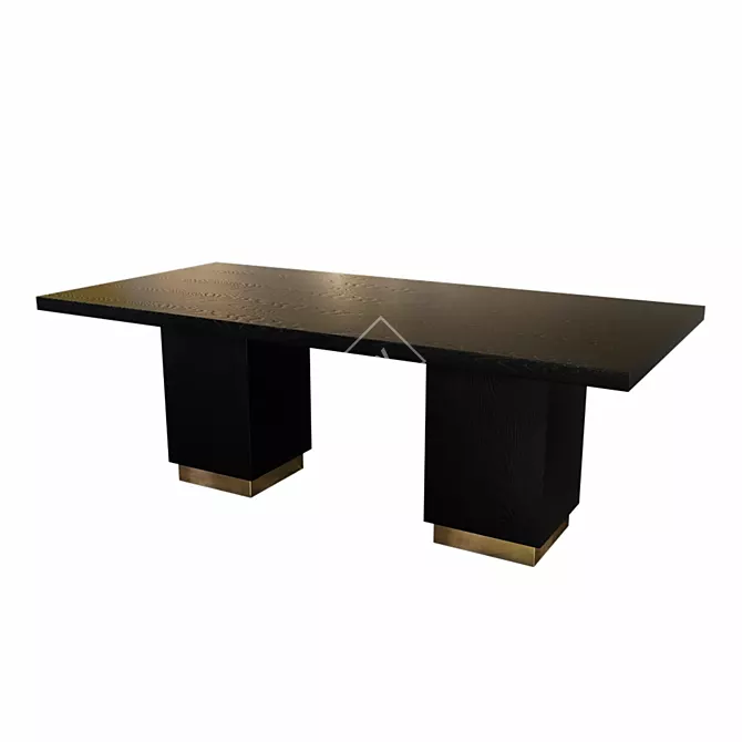 Elegant Brass Rectangular Dining Table 3D model image 1