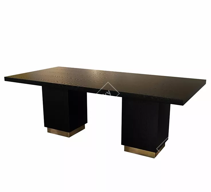 Elegant Brass Rectangular Dining Table 3D model image 2