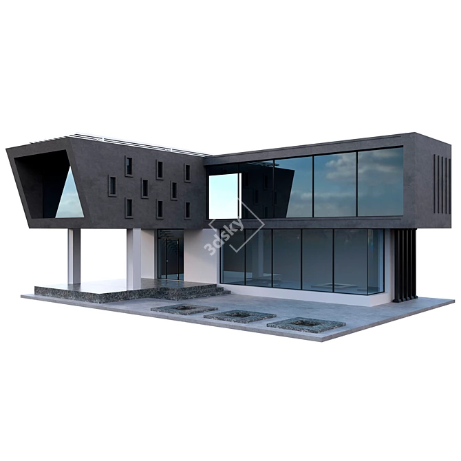 Modern Monolithic Concrete House 3D model image 1