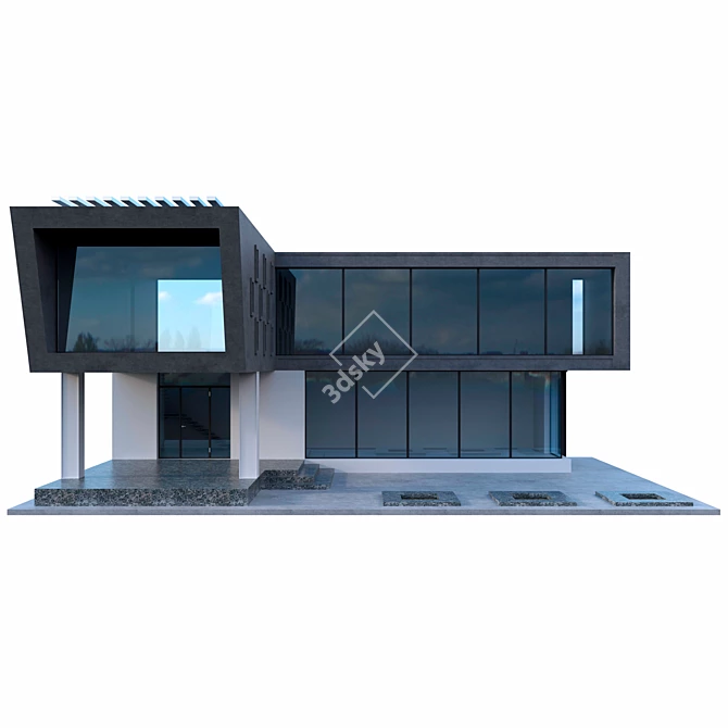 Modern Monolithic Concrete House 3D model image 2