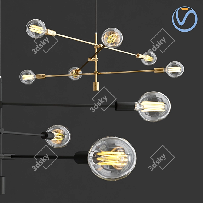 Elegant Mobile Chandelier - 76cm 3D model image 1