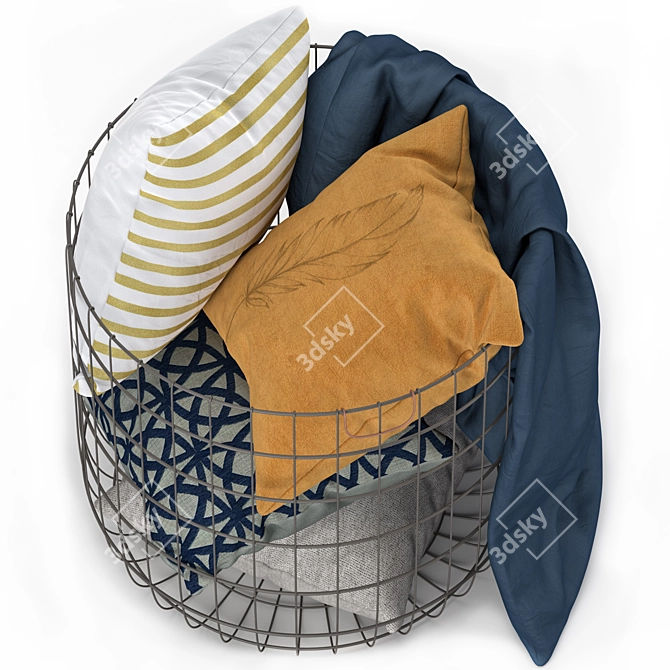 Cozy Pillow Basket - Perfect for Relaxing 3D model image 2
