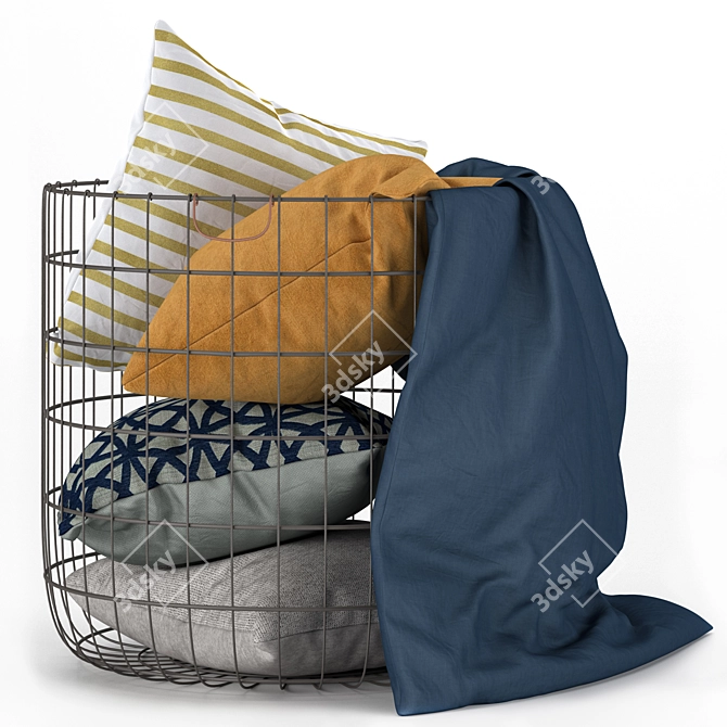 Cozy Pillow Basket - Perfect for Relaxing 3D model image 3