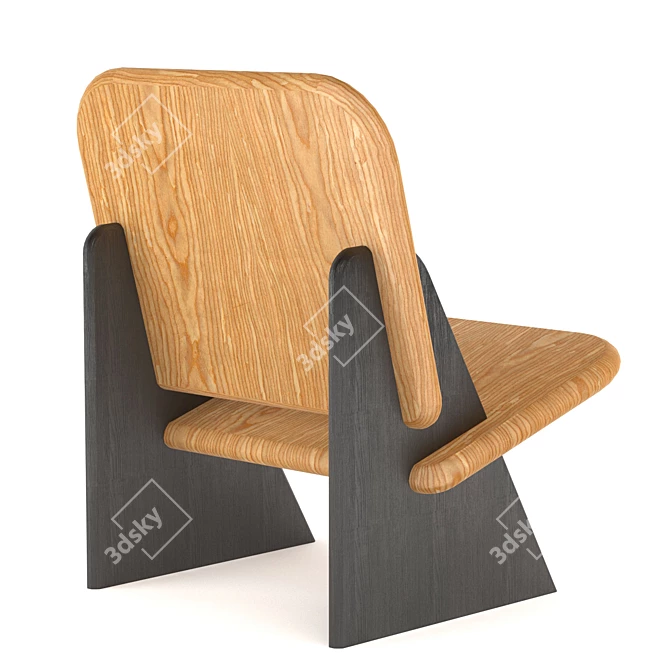 Elegant Dolmena Black & Oak Chair 3D model image 2