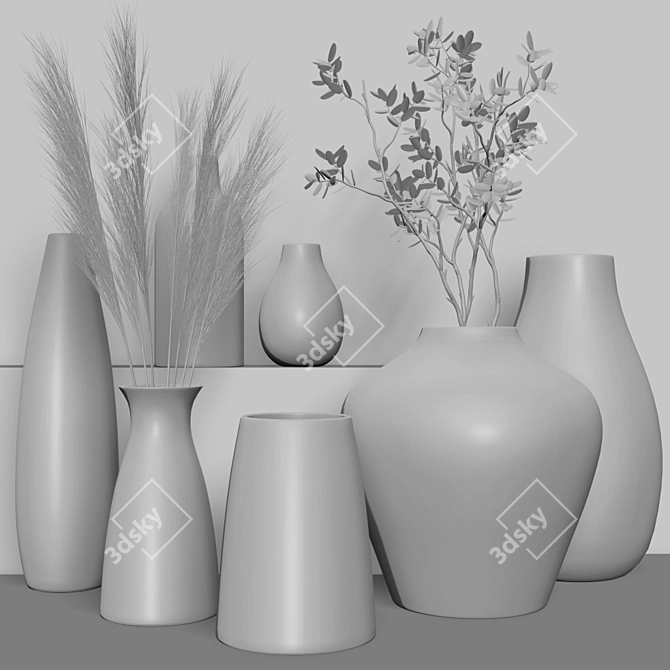 Modern Black Vases: Elegant Home Decor 3D model image 4