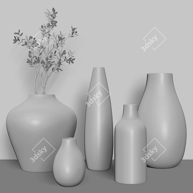 Modern Black Vases: Elegant Home Decor 3D model image 9