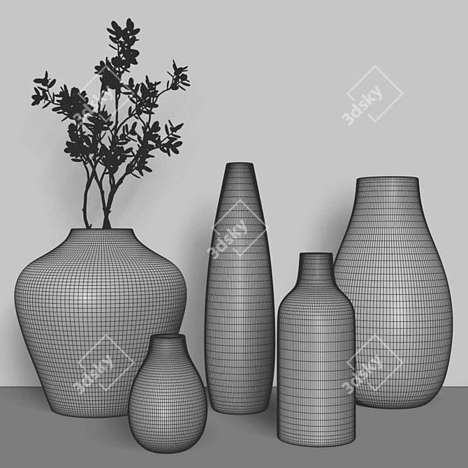 Modern Black Vases: Elegant Home Decor 3D model image 10