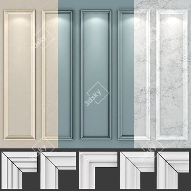 Classic Wall Molding Panels 3D model image 1