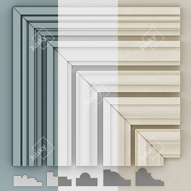 Classic Wall Molding Panels 3D model image 3