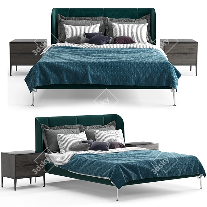 Ikea Tufjord: Stylish Upholstered Bed 3D model image 1
