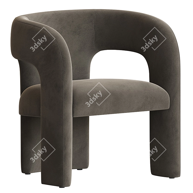 Dunloe Velvet Chair: Elegant and Versatile 3D model image 2