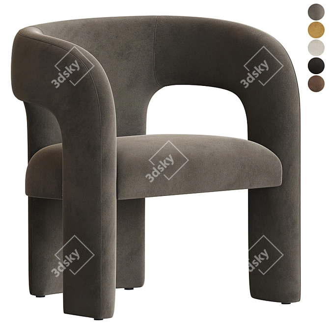 Dunloe Velvet Chair: Elegant and Versatile 3D model image 6