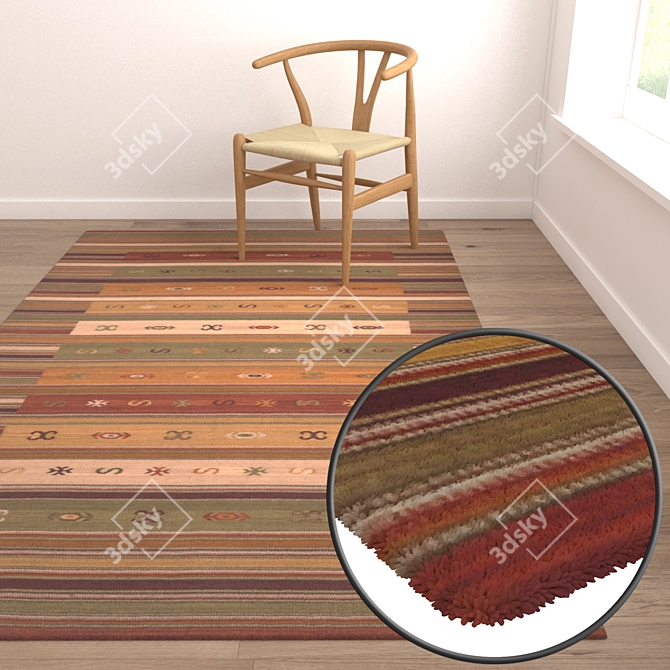 Versatile Carpet Set: 3 High-Quality Textured Options 3D model image 5
