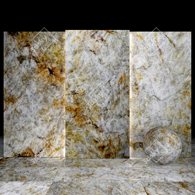 Glossy Lumix Quartzite Slabs 3D model image 1