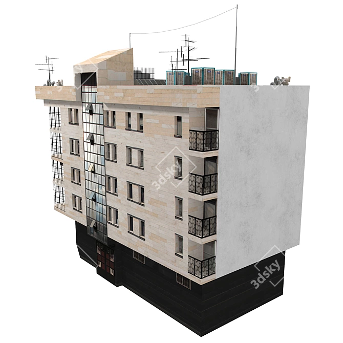 Realistic Low Poly 3D Building Model 3D model image 2