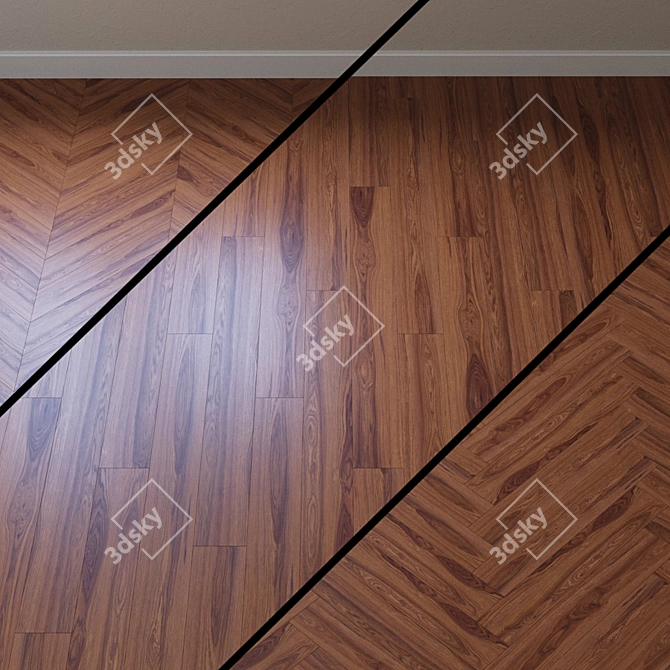 Asian Teak Parquet Flooring 3D model image 1