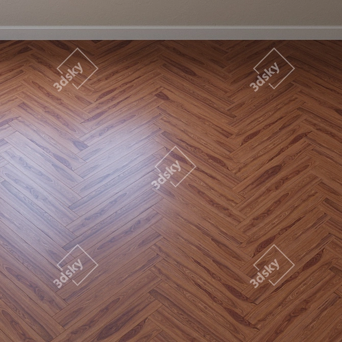 Asian Teak Parquet Flooring 3D model image 3