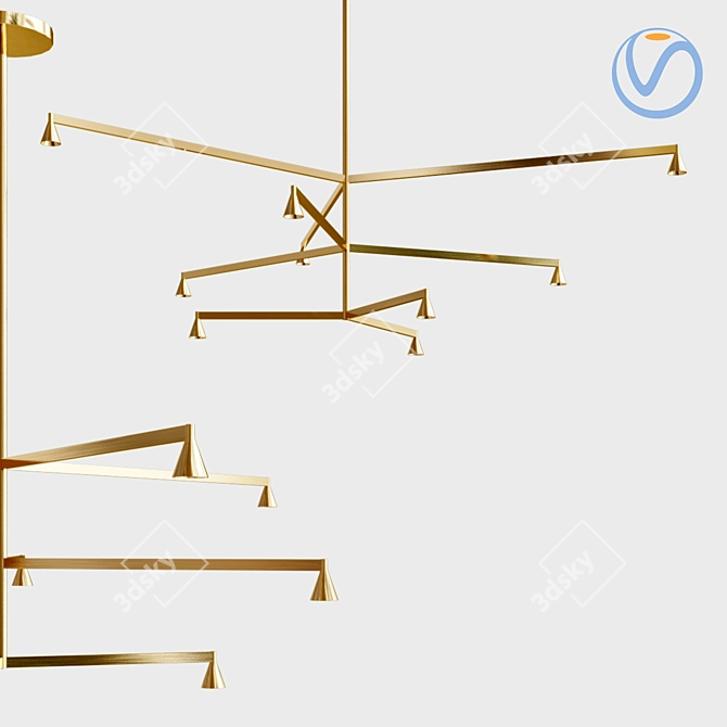 Elegant Brass Pendant Light 3D model image 1