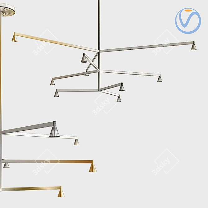 Elegant Brass Pendant Light 3D model image 2