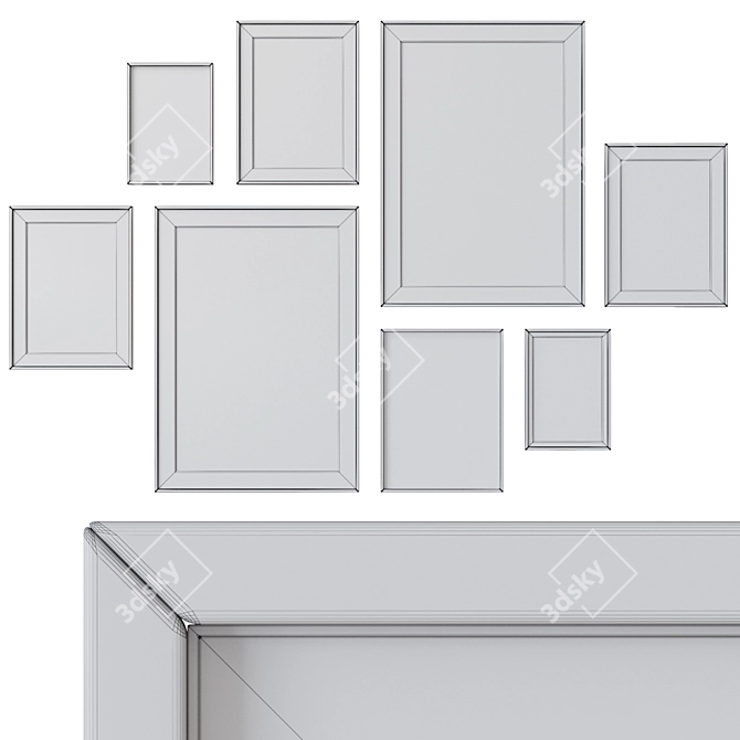 Versatile Set of 4 Photo Frames 3D model image 3