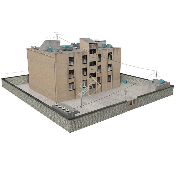 Realistic School Building Model 3D model image 1