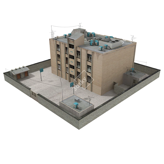 Realistic School Building Model 3D model image 2