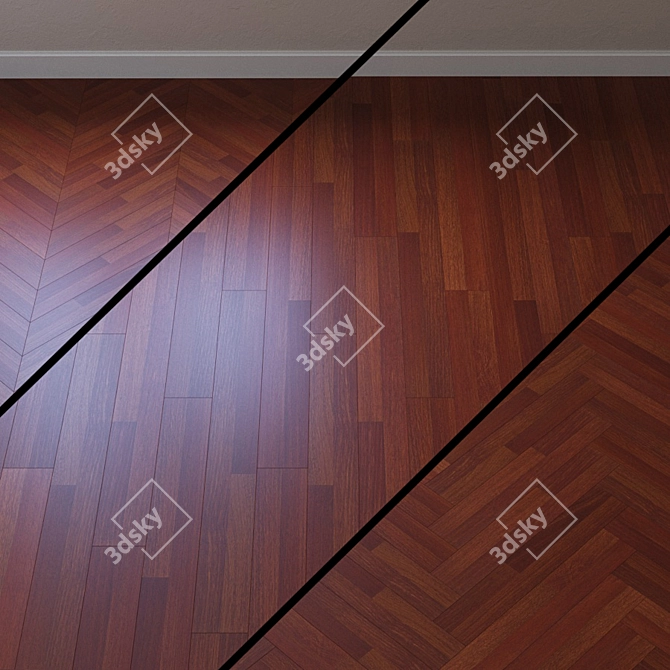 Authentic Afzelia Oak Parquet 3D model image 1