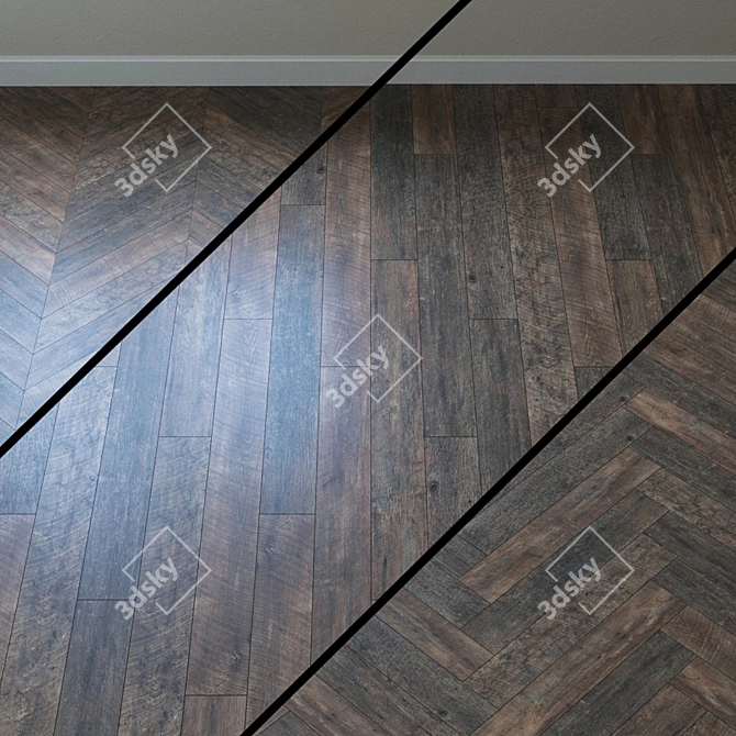 Rustic Oak Parquet Flooring 3D model image 1