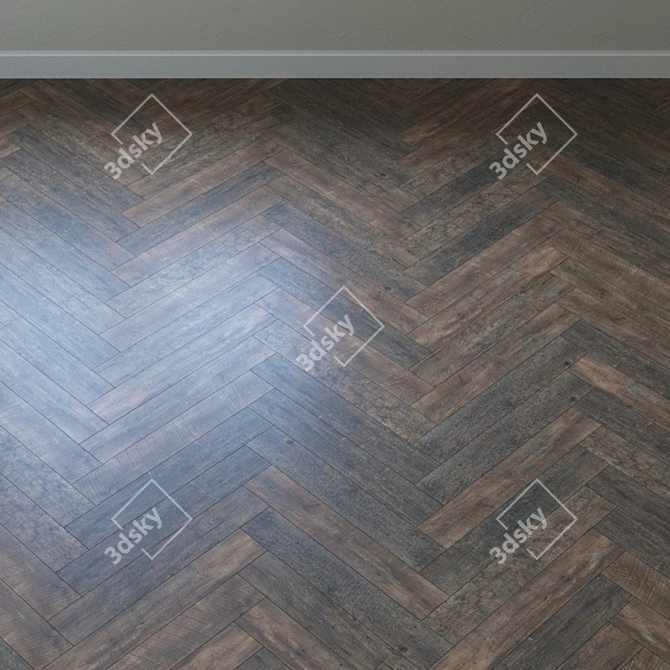 Rustic Oak Parquet Flooring 3D model image 4