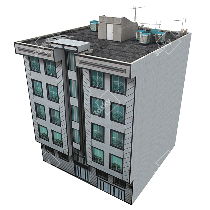 Realistic Low Poly 3D Building 3D model image 2