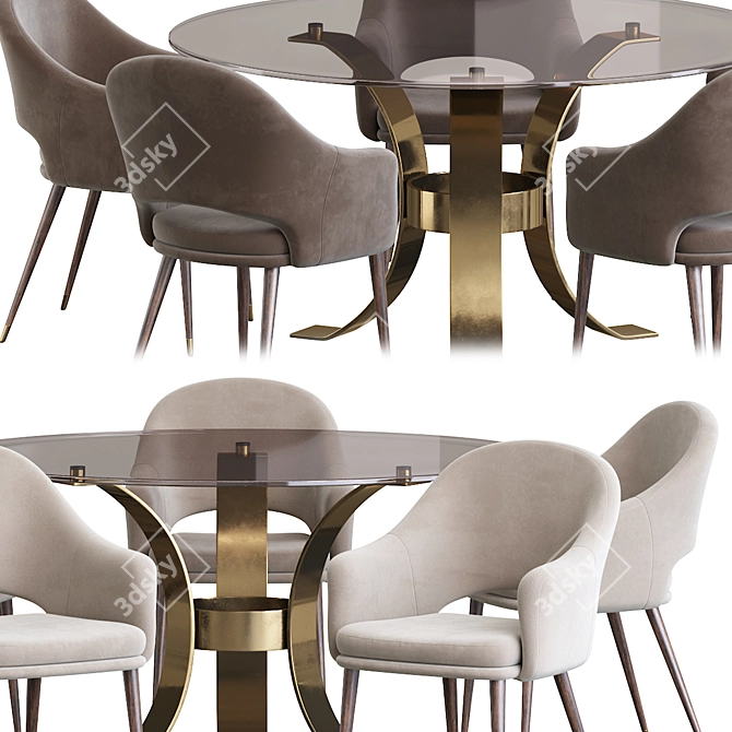 Deephouse Chair & Massimo Dining Table Set 3D model image 3