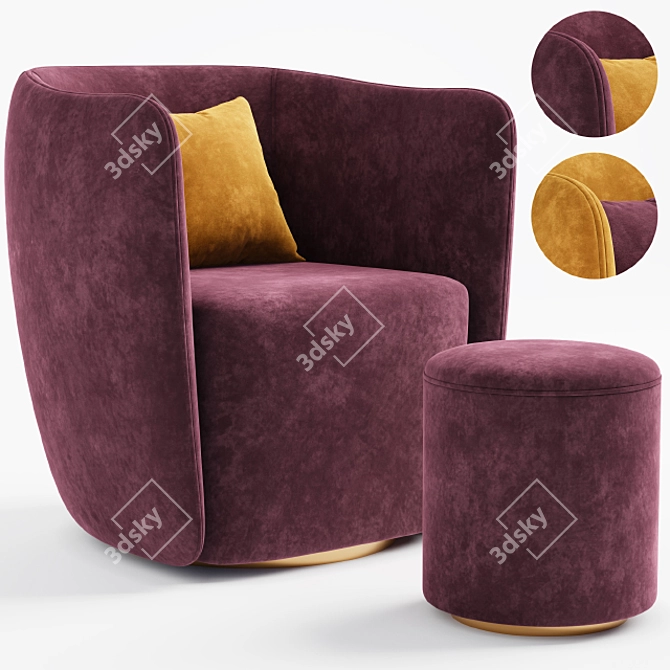 Cozy Comfort: Leisure Armchair A 3D model image 1