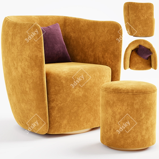 Cozy Comfort: Leisure Armchair A 3D model image 2