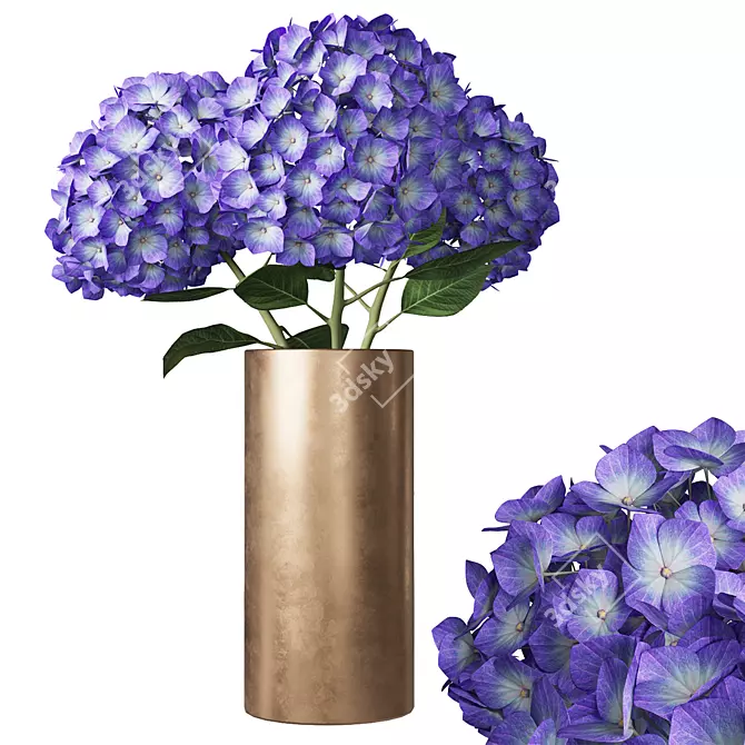 Elegant Hydrangea Branches Vase 3D model image 1