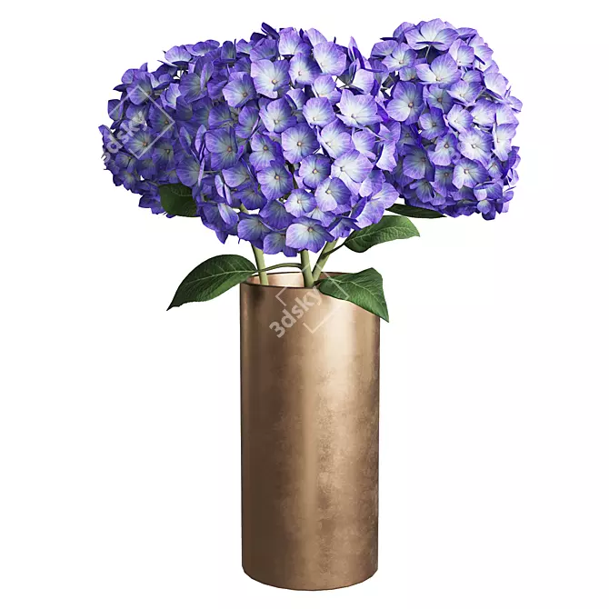 Elegant Hydrangea Branches Vase 3D model image 2