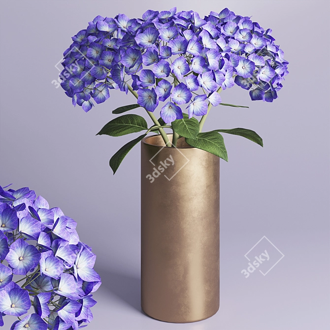 Elegant Hydrangea Branches Vase 3D model image 6