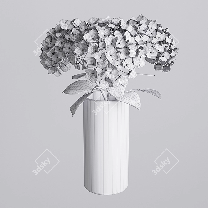 Elegant Hydrangea Branches Vase 3D model image 7