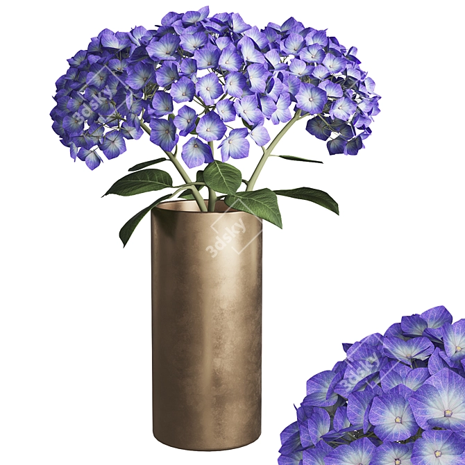 Elegant Hydrangea Branches Vase 3D model image 12
